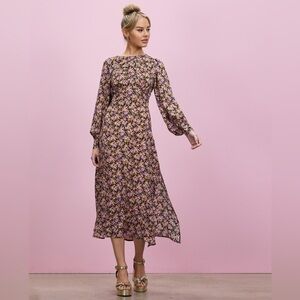 Topshop Extreme Sleeve Detail Open Back Midi Dress Size 6